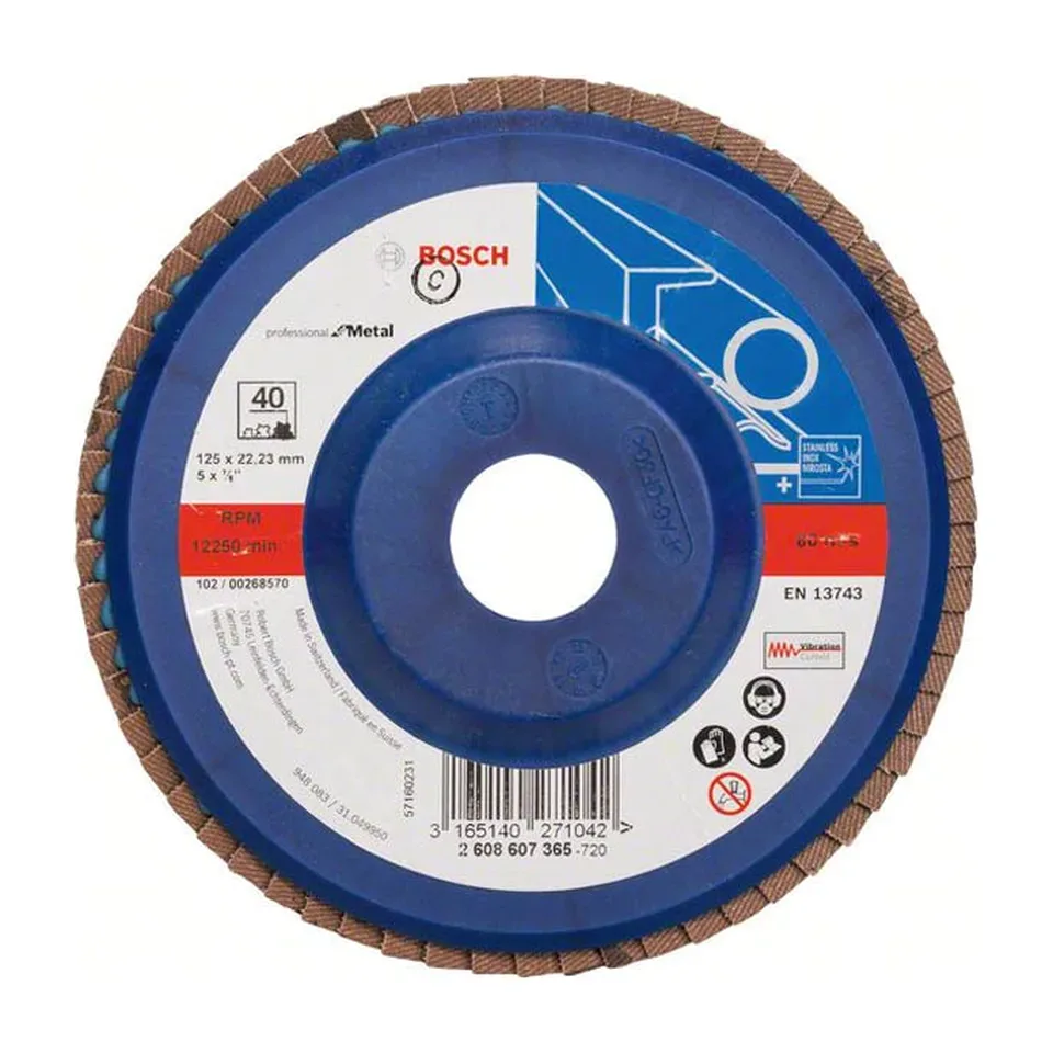 Lamelni brusni disk Bosch Expert for Metal 125 mm, G40, ravni
