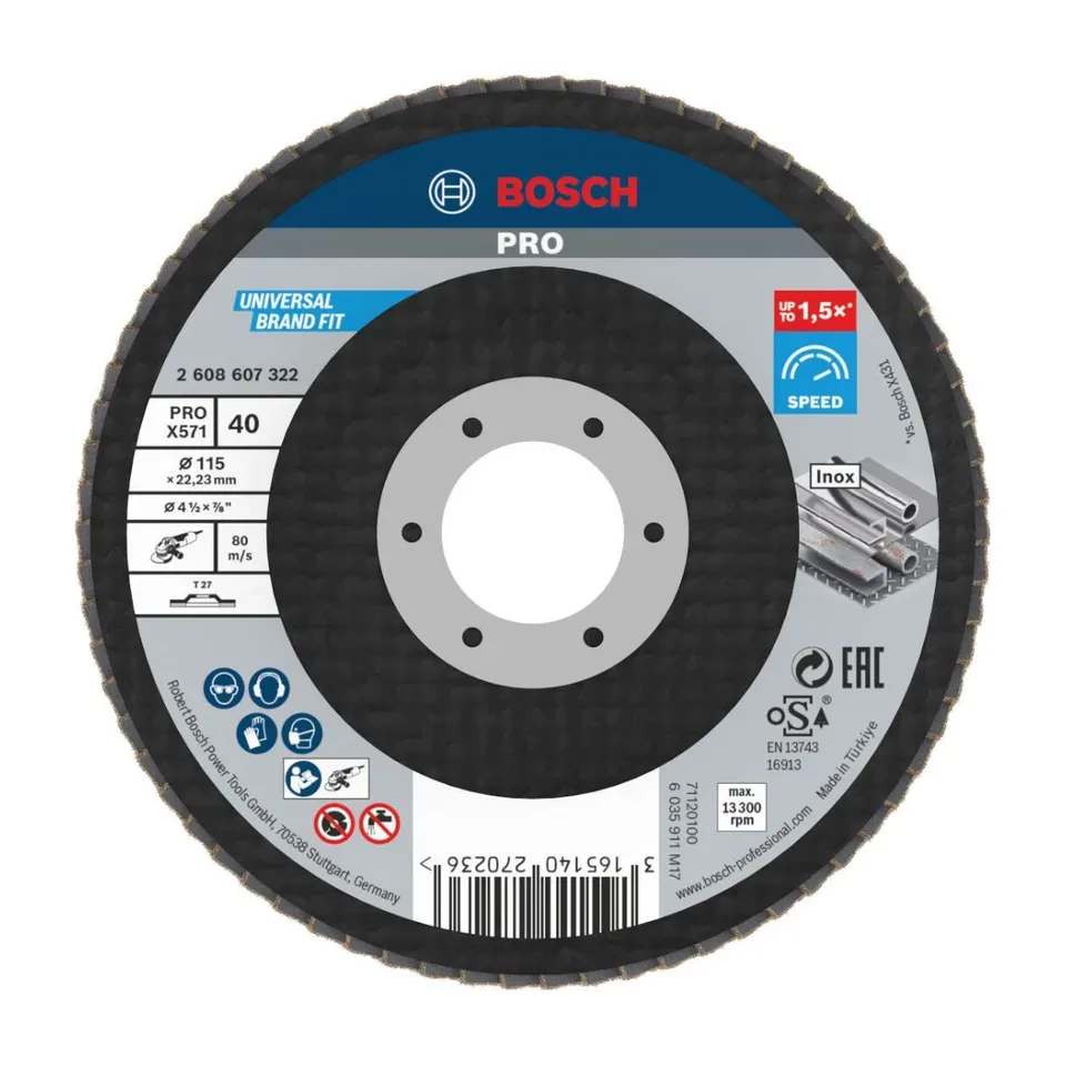 Lamelni brusni disk Bosch X571 Best for Metal Ø115 mm, G40, ravni