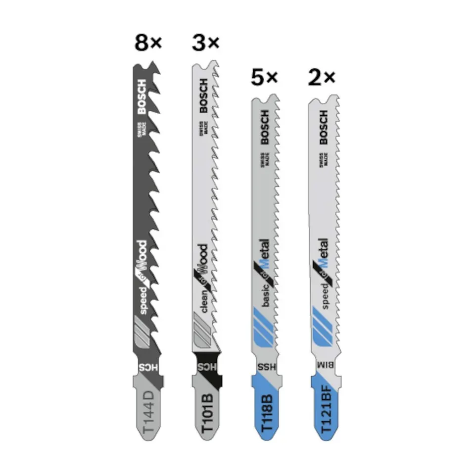 Listovi ubodne testere Bosch 16+2 gratis T121BF za drvo i metal 2607011439, 18 kom