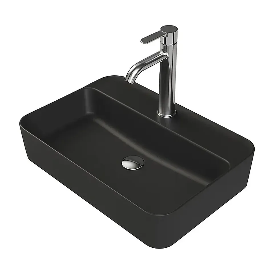 Nadgradni lavabo CeraStyle Hera crna mat 60x42 cm, sa rupom