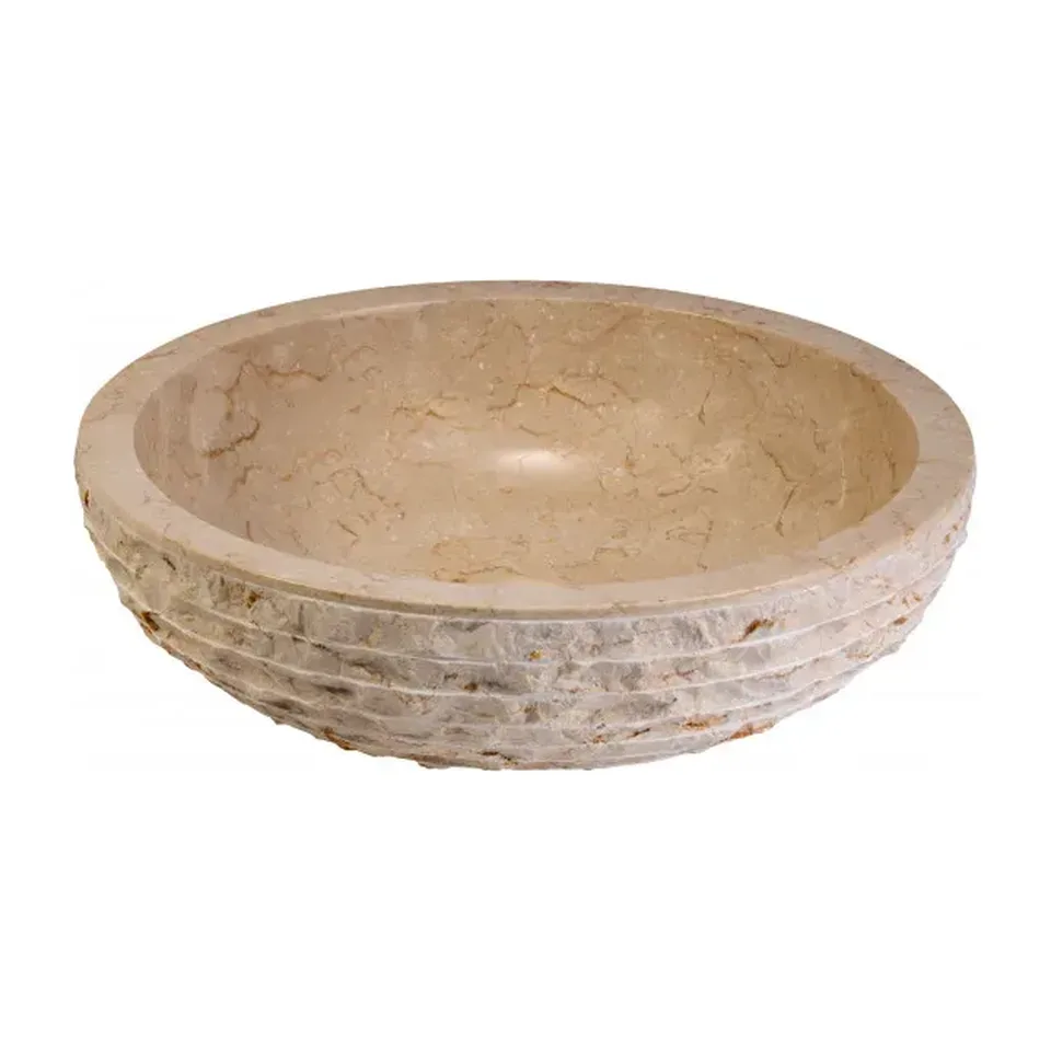 Nadgradni lavabo Minotti Lilu Rough mermerni / Ø500x150