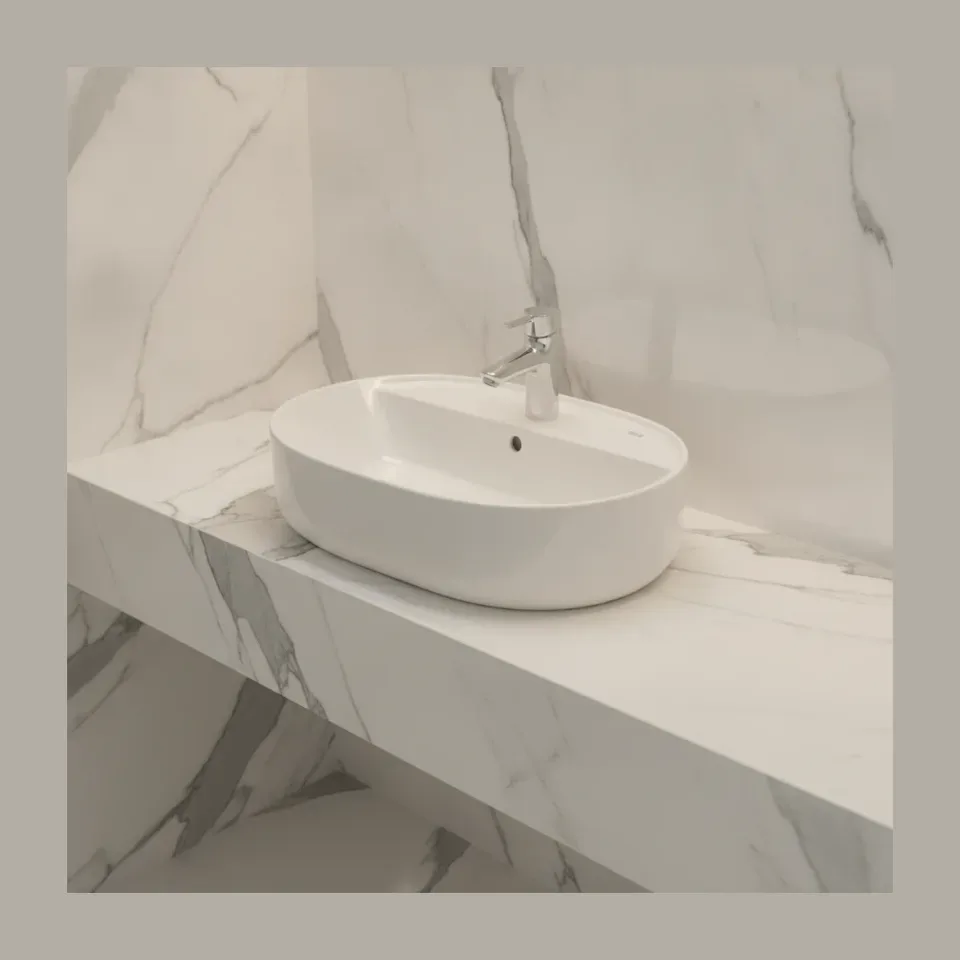 Nadgradni lavabo Roca The Gap Round bela 55x40 cm