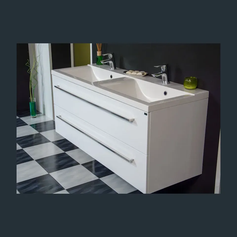 Ormarić sa duplim lavaboom Pino Art Sigma bela 120 cm, zidno, medijapan/keramika