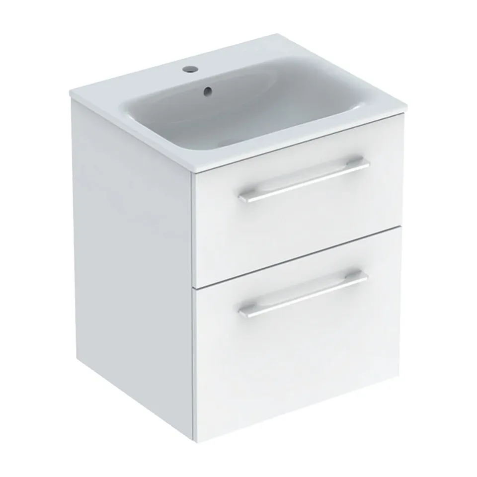 Ormarić sa lavaboom Geberit Selnova Square beli sjaj 55x65,2x50,2 cm / dve fioke