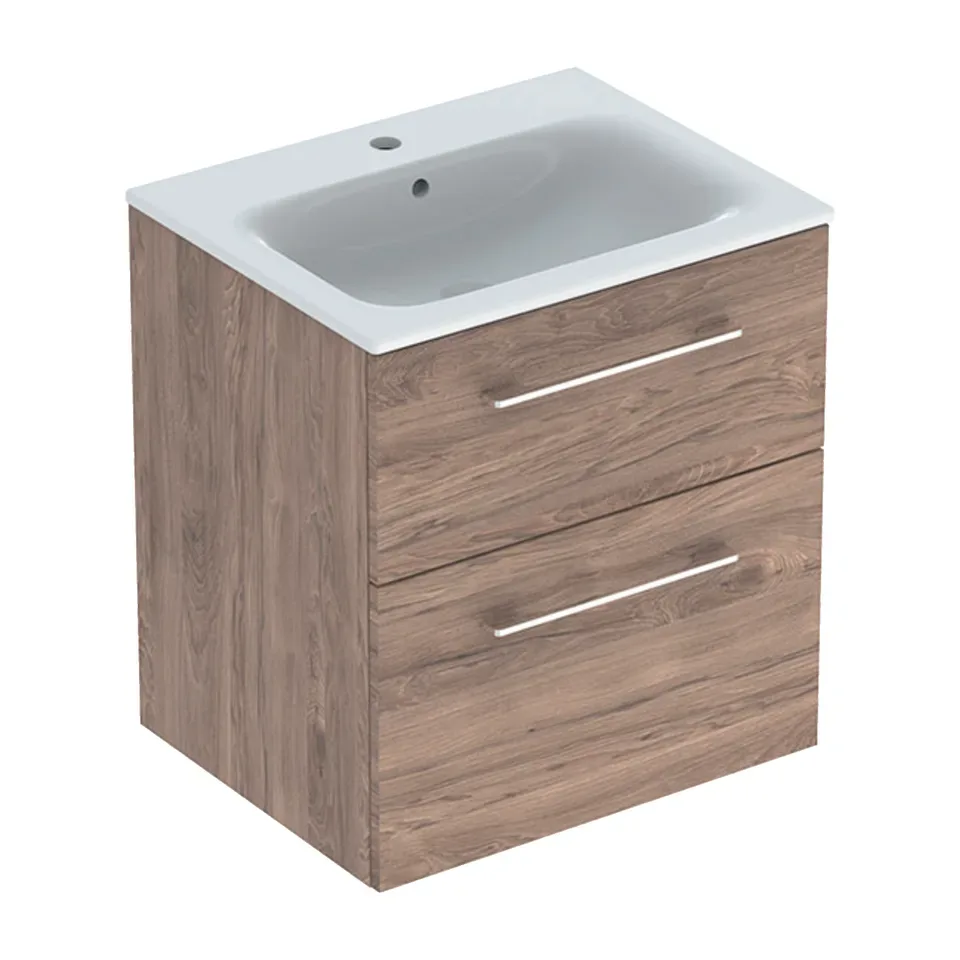 Ormarić sa lavaboom Geberit Selnova Square orah 60x65,2x50,2 cm / dve fioke
