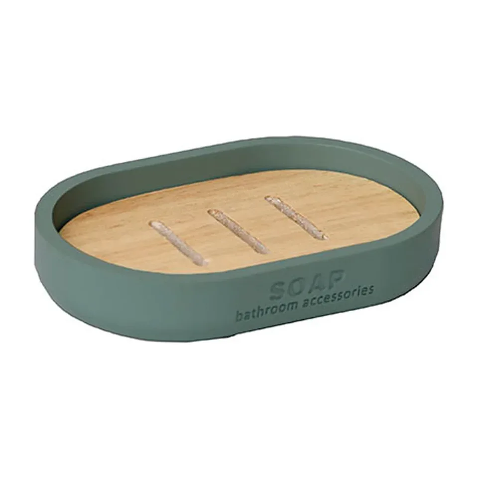 Posuda za sapun Tendance zelena poliresin, bambus 64101149