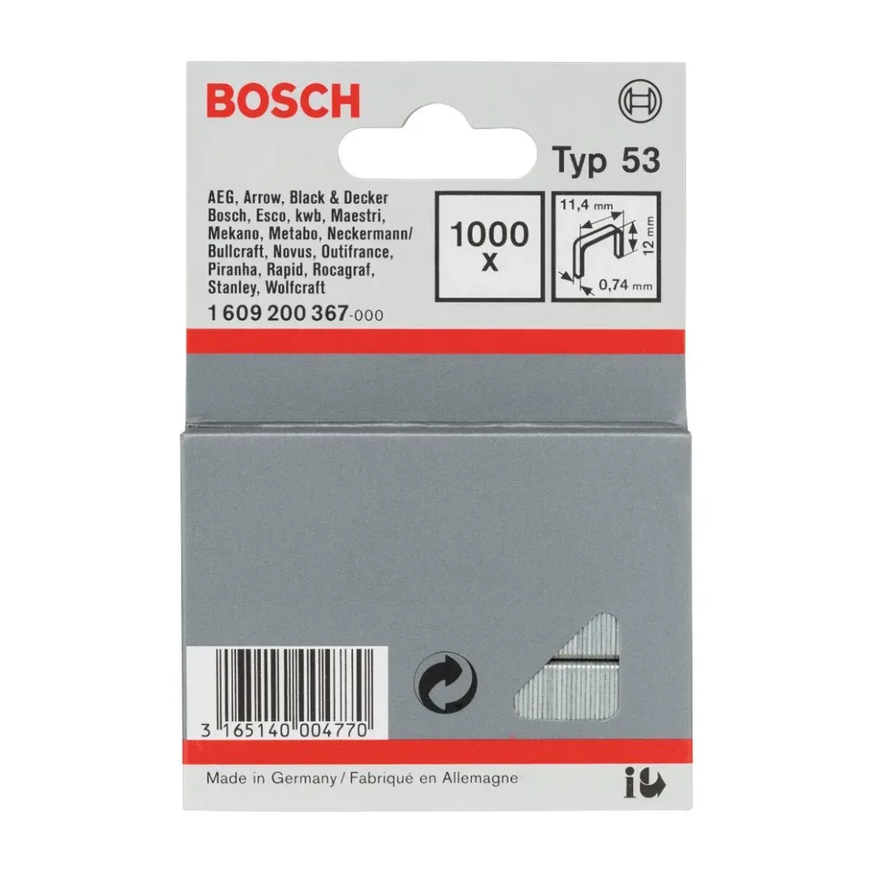 Spajalice Bosch Tip 53 tip 53 11,4x0,74x12 mm, 1000 kom