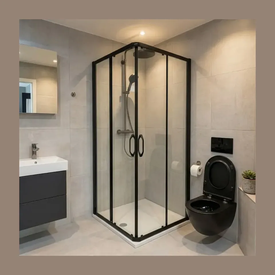 Tuš kabina Hüppe X1 Black crna mat 80x80 kvadratna, visina 200 cm