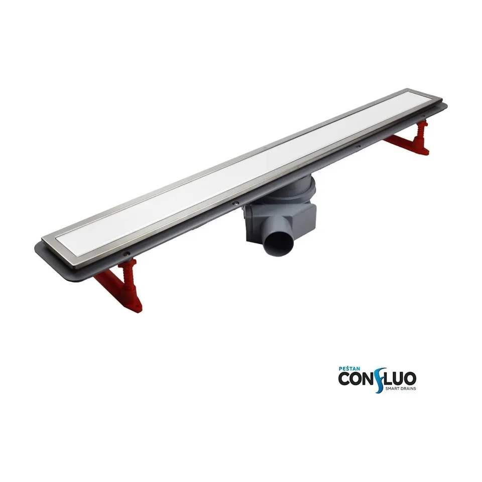 Tuš kanalica Peštan Confluo Premium Line bela 750 mm / belo staklo