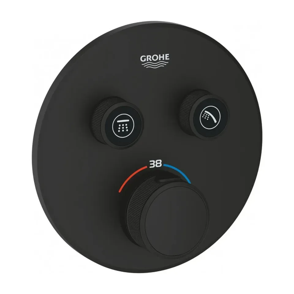 Ugradna baterija za tuš Grohe Grohtherm SmartControl KF0 phantom black okrugla, 2 funkcije