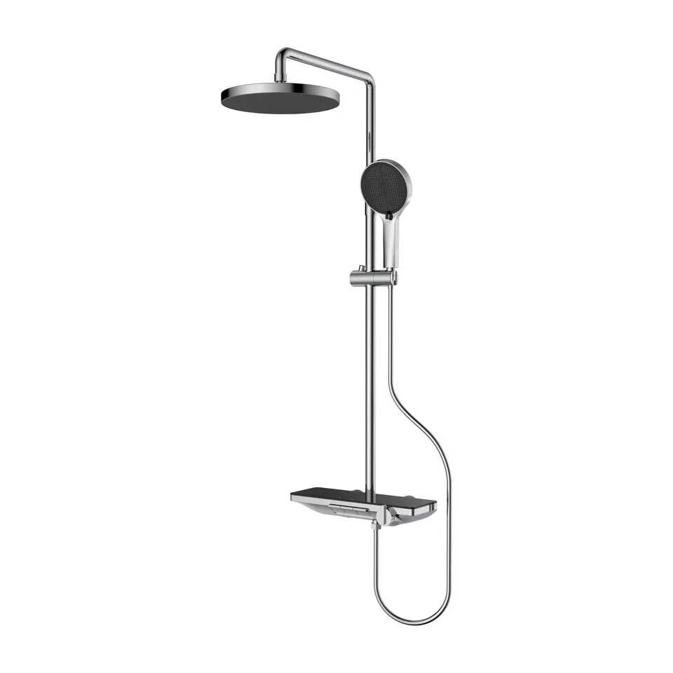 Usponski tuš sa baterijom Algo Want crni tipke komande, tuš ruža 25 cm, metalna šipka