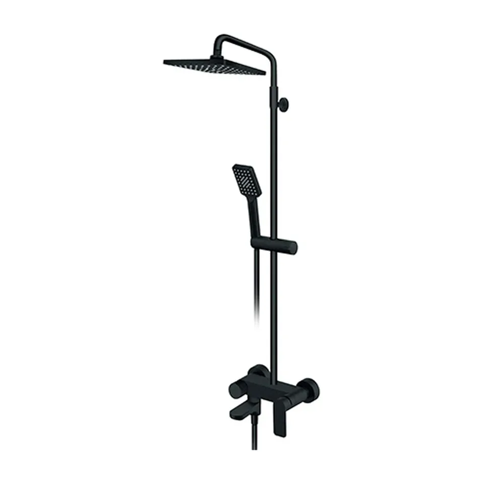 Usponski tuš sa baterijom Rosan S2 Black crna 210x210 mm