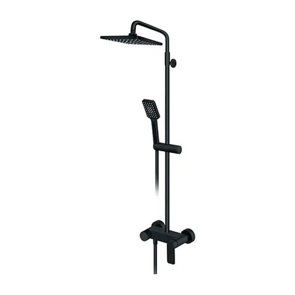 Usponski tuš sa baterijom Rosan S2 Black crni mat 210x210 mm