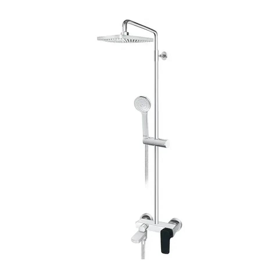 Usponski tuš sa baterijom Rosan Stolz Black crna 250x250 mm, sa izlivom