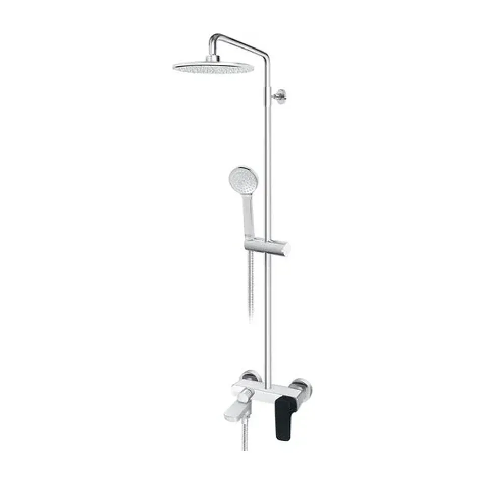 Usponski tuš sa baterijom Rosan Stolz Black crna sa izlivom, fi 220 mm