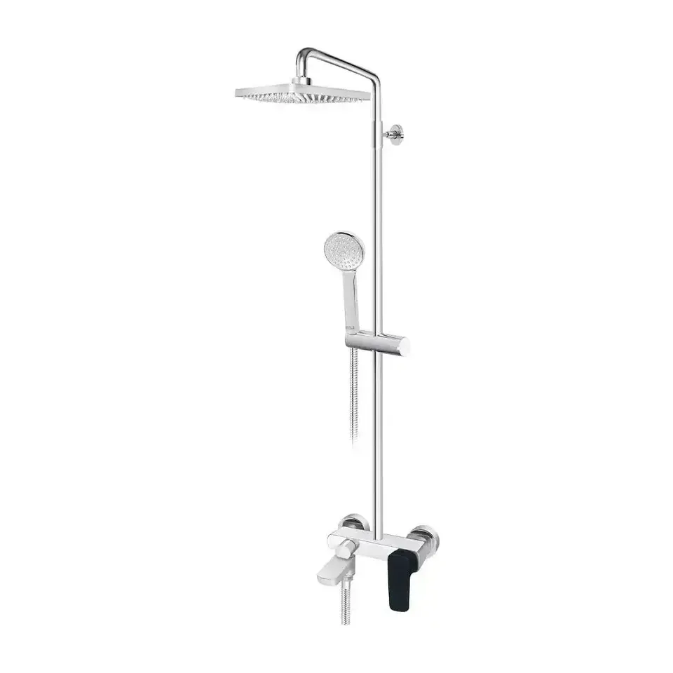 Usponski tuš sa baterijom Rosan Stolz Black Edition crna sa tuš ružom 250x250mm