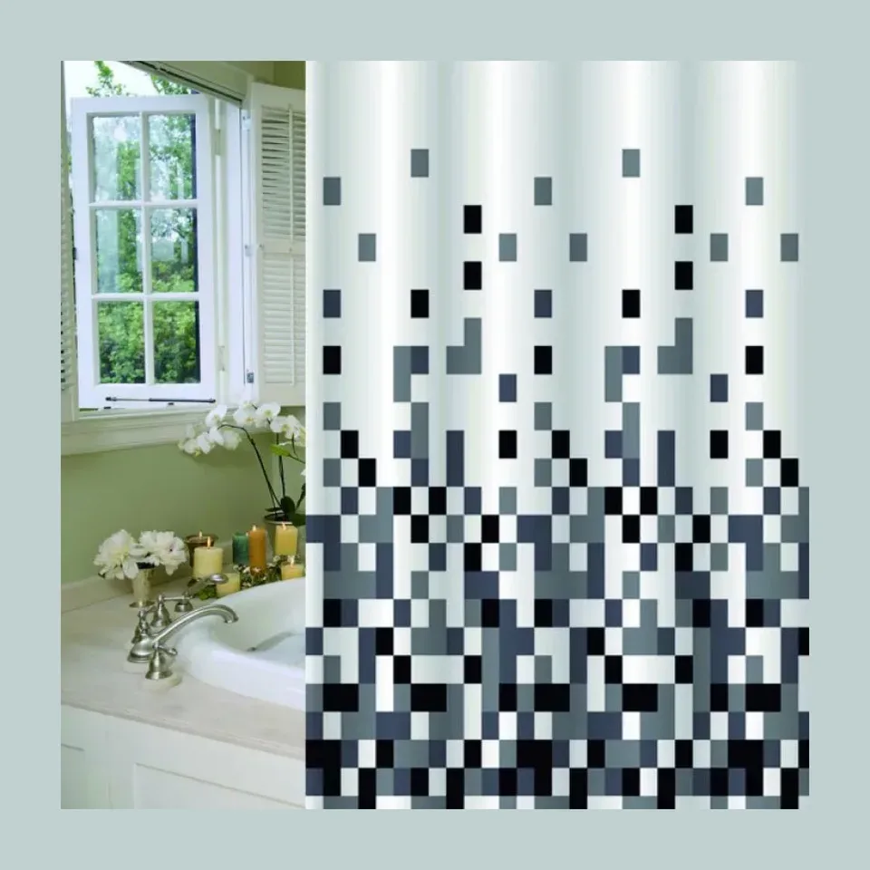 Zavesa za kupatilo Minotti crno-bela 180x200 cm MZ007